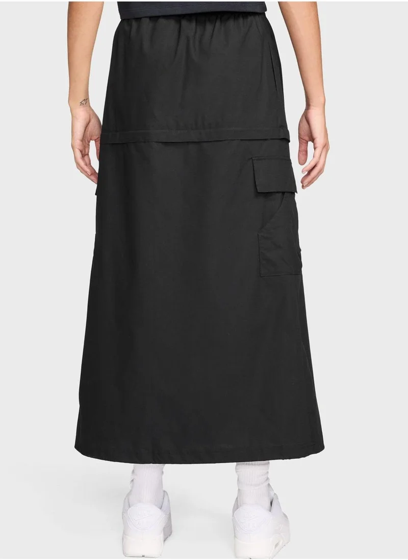 Nike Nsw Essential Woven Midrise Cargo Middi Skirt