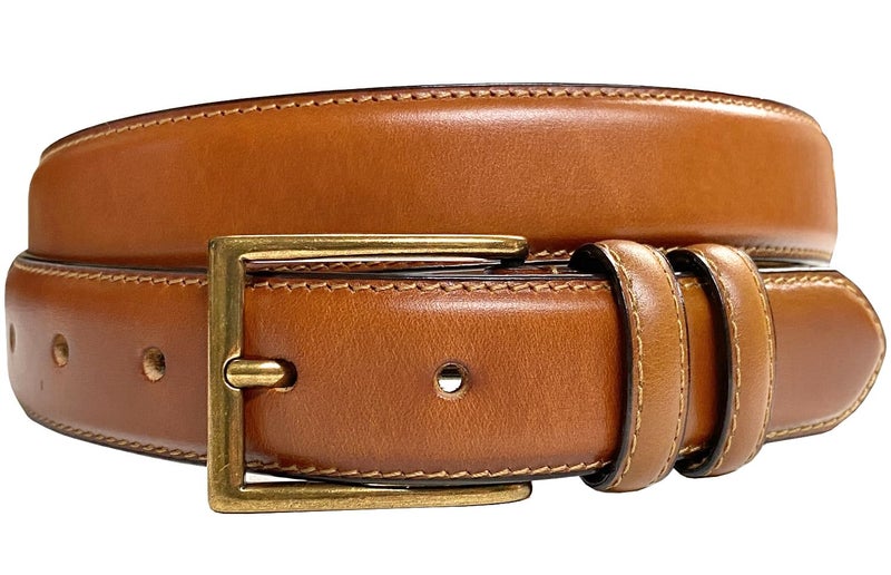 Belts.com HJ-10 Men's Oil-Tanned Genuine Leather Dress Classic Belt 1-1/8"(30mm) Wide (Tan, 32.) - Image 1