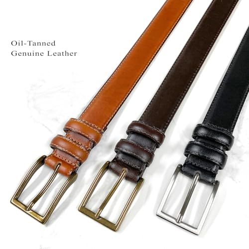 Belts.com HJ-10 Men's Oil-Tanned Genuine Leather Dress Classic Belt 1-1/8"(30mm) Wide (Tan, 32.) - Image 4