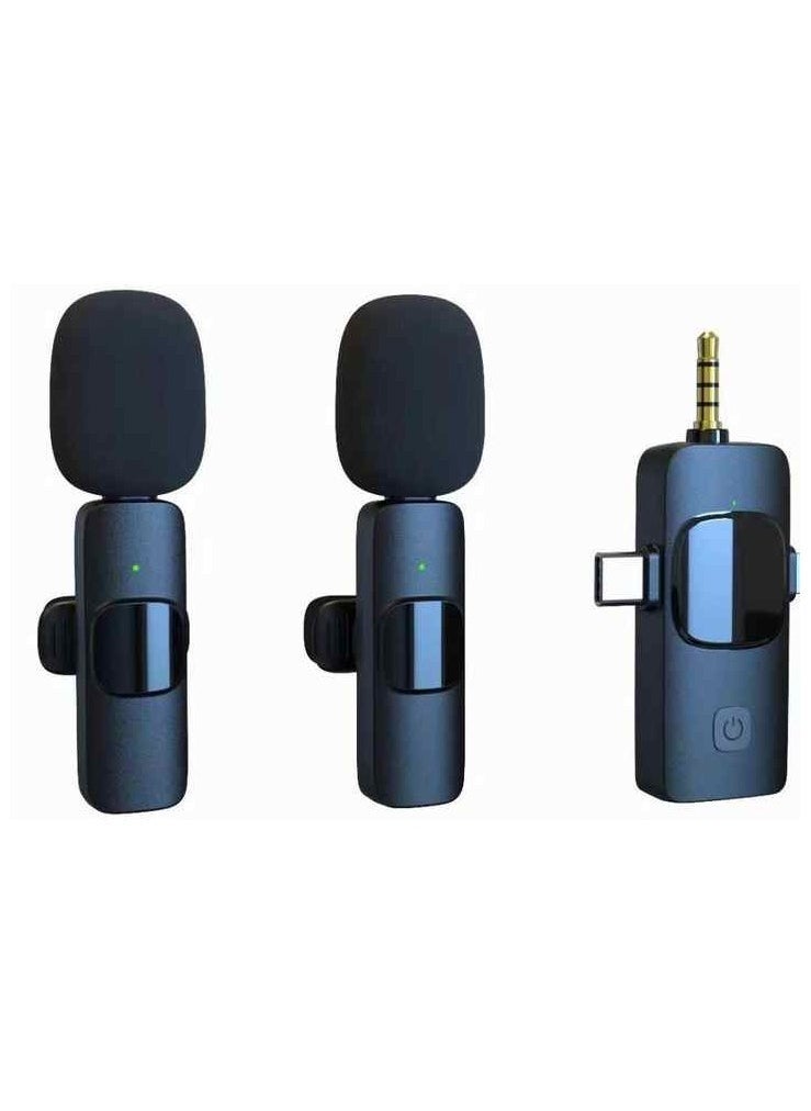 K15 Wireless Microphone 3-in-1 Dual Wireless Microphone – Compatible with 3.5mm and Type-C Ports for Phones – Crystal Clear Audio, Easy to Use, Perfect for Vlogging, Interviews, Karaoke, and Recording