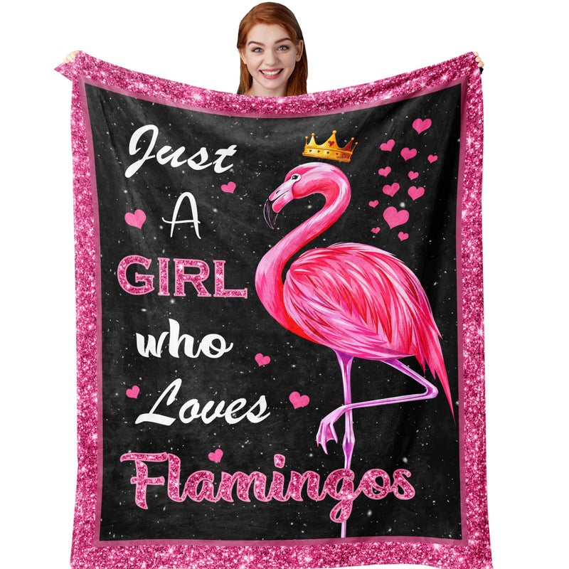 Amonee-YL Flamingo Gifts  Flamingo Gifts for Girls  Pink Flamingo Gifts  Just A Girl Who Loves Flamingos  Flamingo Blanket 50""X60""  Flamingo Accessories  Flamingo Decor  Gifts for Flamingo Lovers - Image 1