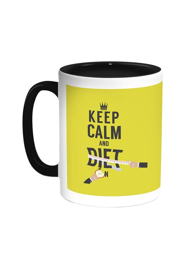 RKN Keep Calm And Diet Printed Coffee Mug Black/White 11ounce - Image 1