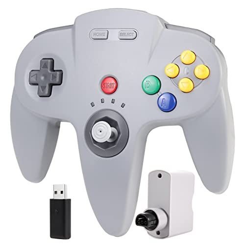 SAFFUN Wireless N64 Switch Online Controller, 2.4 GHz USB & N64 Receiver, Compatible with Windows PC MacOS Raspberry Pi, N64 / Switch 2 Online/NSO - (Rechargeable) (Built-in Rumble) (Plug and Play) Gray - Image 1