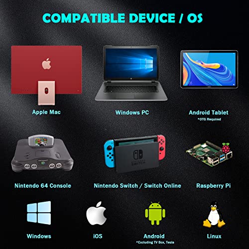 SAFFUN Wireless N64 Switch Online Controller, 2.4 GHz USB & N64 Receiver, Compatible with Windows PC MacOS Raspberry Pi, N64 / Switch 2 Online/NSO - (Rechargeable) (Built-in Rumble) (Plug and Play) Gray - Image 2