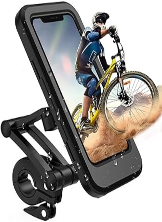HouDeOS - Phone Holder for Bike Waterproof,Motorcycle Handlebar Mount,Mountain Bicycle Cellphone Clamp，Scooter Phone Clip Freely Adjustable Height and 360°Rotation - Image 1