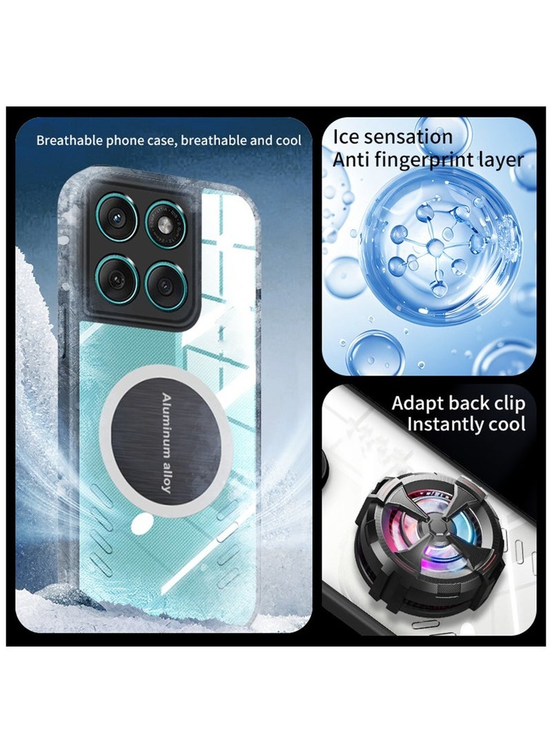 Magnetic Cooling Phone Case for Motorola Edge 60 Fusion/ Motorola Edge 60 5G Magnetic Suction Car Phone Cover with Cooling and Anti Drop Function,Yellow-proof, Shock-proof and Drop-proof Phone Cover - Image 2