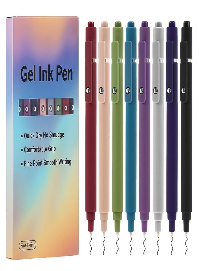 Thboxes 8 Pack Gel Pens for Journaling, 0.5mm Fine Tip Retractable Black Ink Pen - Smooth Writing for Note Taking, Office & School Supplies, Journaling Supplies for Women Teachers Kids - Image 2