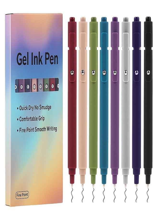 Thboxes 8 Pack Gel Pens for Journaling, 0.5mm Fine Tip Retractable Black Ink Pen - Smooth Writing for Note Taking, Office & School Supplies, Journaling Supplies for Women Teachers Kids - Image 1