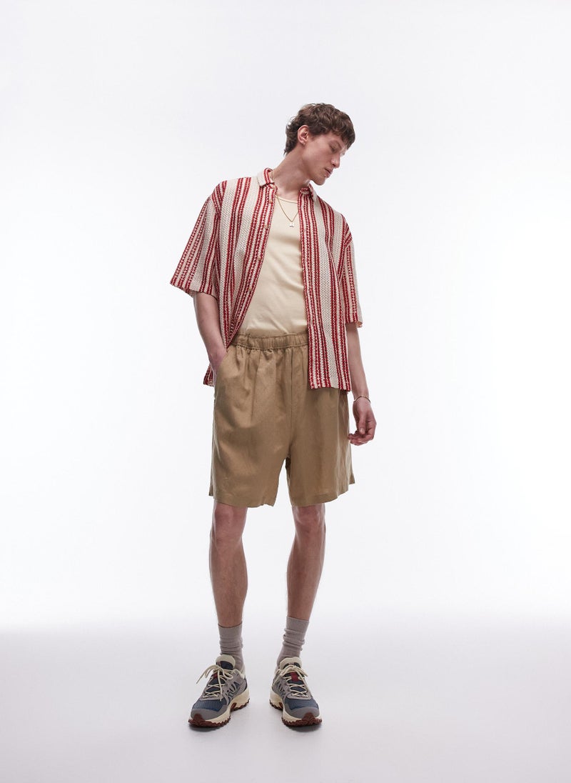 TOPMAN Relaxed Fit Textured Button Through Shirt  - Image 1