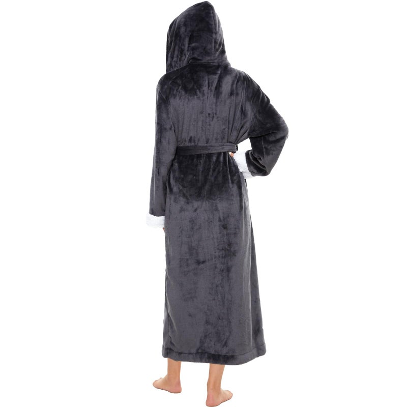 ccko Plush Robes For Women, Fleece Fuzzy Womens Robe,Soft Warm Women's Bathrobe with Hood for Bath Spa Shower House - Image 2