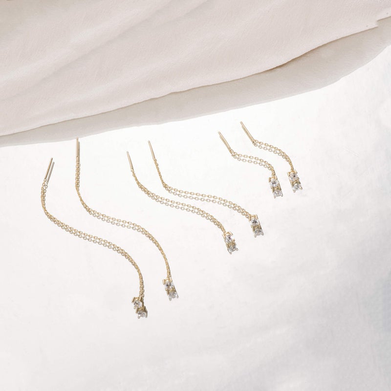 S.Leaf Cz Threader Earrings Sterling Silver Thread Earrings for Women 6cm - Image 4