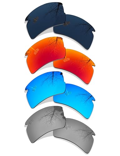 Bsymbo 4 Pair Polarized Replacement Lenses for Oakley Flak 2.0 - Black+Blue+Silver+Red - Image 1