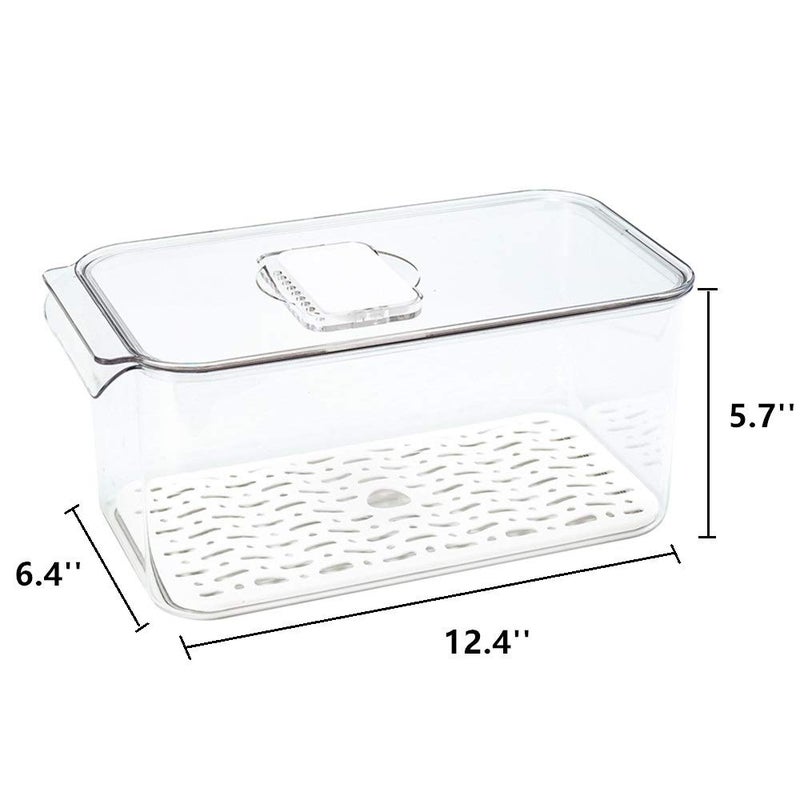 Slideep Refrigerator Food Storage Containers, Produce Saver Stackable Container with Lids & Removable Drain Tray, Freezer Bins Stay Fresh Lettuce Salad Container for Fridge - Image 2