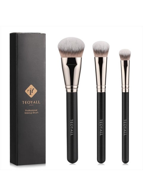 Flat Angled Brushes, Flawless Foundation Brush Under Eye Concealer Brush Bronzer Brush with Liquid Cream Powder