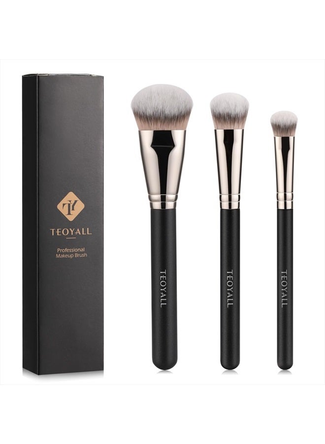 Flat Angled Brushes, Flawless Foundation Brush Under Eye Concealer Brush Bronzer Brush with Liquid Cream Powder