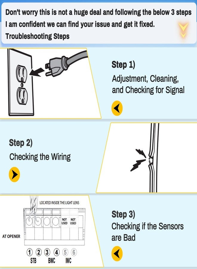 Vanesa Garage Door Sensors for Genie/Overhead, Garage Door Sensor GSTB-R STB-BL Compatible with Genie/Overhead Garage Door Opener Made After 1993, Item Includes Two Sensors (Receiving&Sending) - Image 5