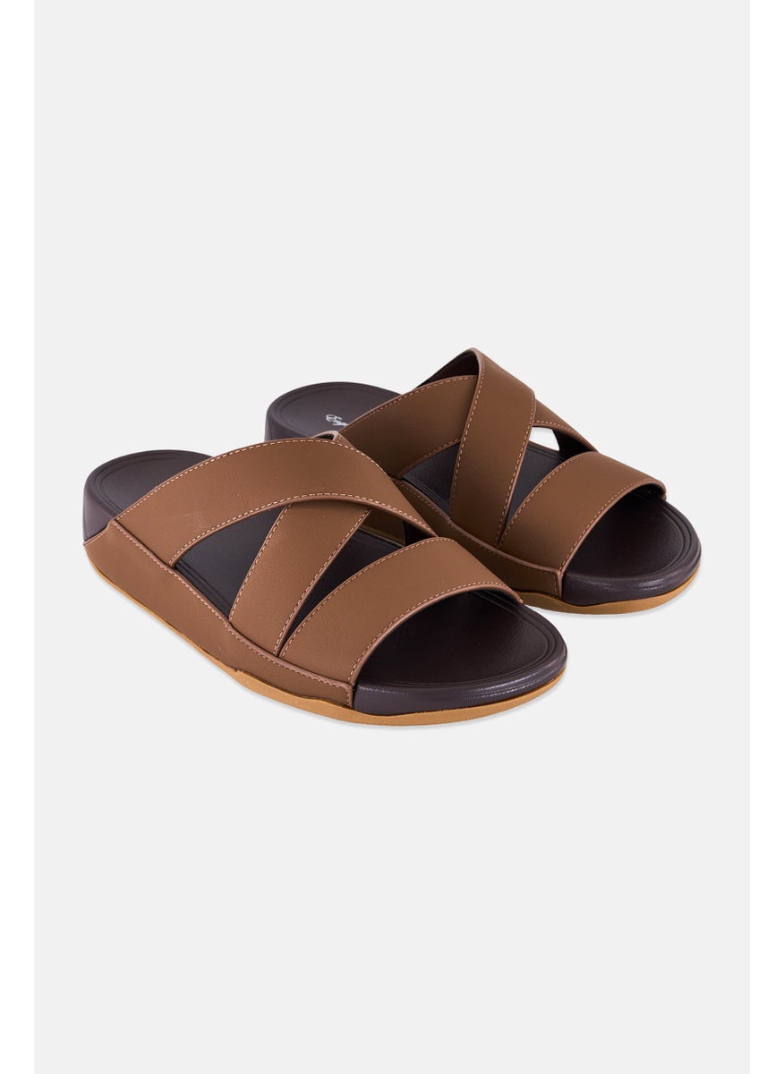 English Laundry Men Slip On Crisscross Arabic Sandals, Brown  - Image 1