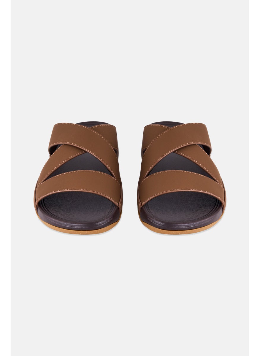 English Laundry Men Slip On Crisscross Arabic Sandals, Brown  - Image 4