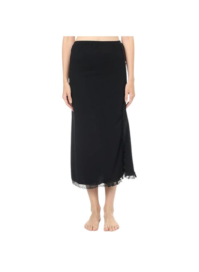 Dahab Cotton Long Half Slip For Women - Black - Image 1