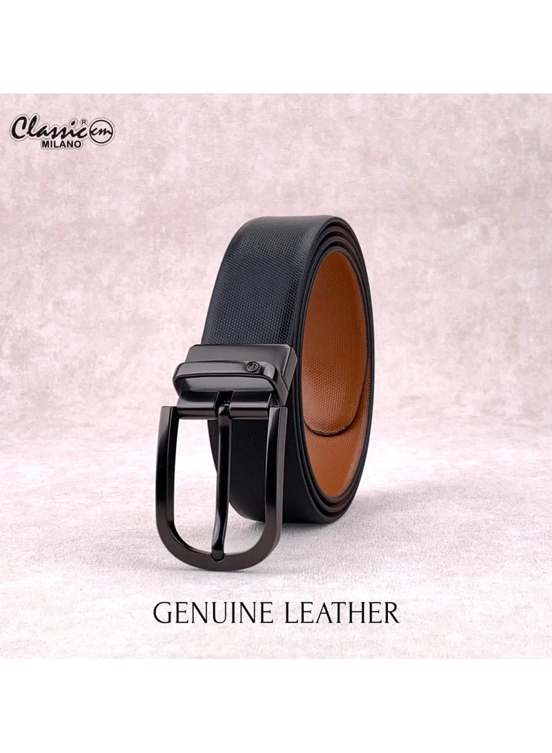 Classic Milano Black Tan (Bali) Classic Milano Genuine Leather Reversible Belt for Men, Black & Brown Formal Men's Belt for Business or Office Wear, Men's Leather Belt with Gift Box | 2 in 1 Belt (Pack of 1) for Men | Best Price UAE