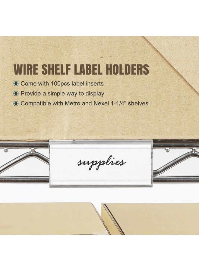 Lenink 100Pcs Wire Shelf Label Holders With 100Pcs Label Paper Inserts Plastic Wire Rack Label Holder Compatible With Metro And Nexel 11/4In Shelves Label Area 3In Lx1.25In H - Image 4