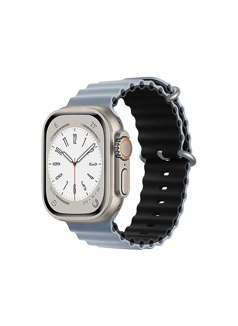 Risen Ocean Loop Band For Apple Watch 49mm 45mm 44mm 42mm Soft Silicone Replacement Strap for iWatch SE/SE2 - Series 8/Ultra/7/6/5/4/3/2/1 Grey/Black 