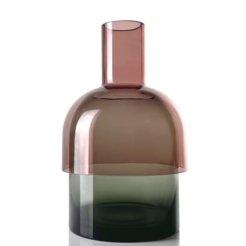 Cloudnola Reversible XL Glass Flower Vase and Bud Vase, Smoke Grey and Pink, 13.1" Height x 7.75" Dia, Home, Wedding, and Event Decor - Image 2