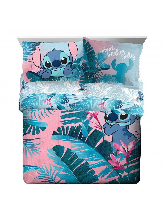 Jay Franco Jay Franco Disney Lilo & Stitch Floral Fun 7 Piece Queen Bed Set - Includes Reversible Comforter & Sheet Set Bedding - Super Soft Fade Resistant Microfiber - (Official Disney Product) - Image 2