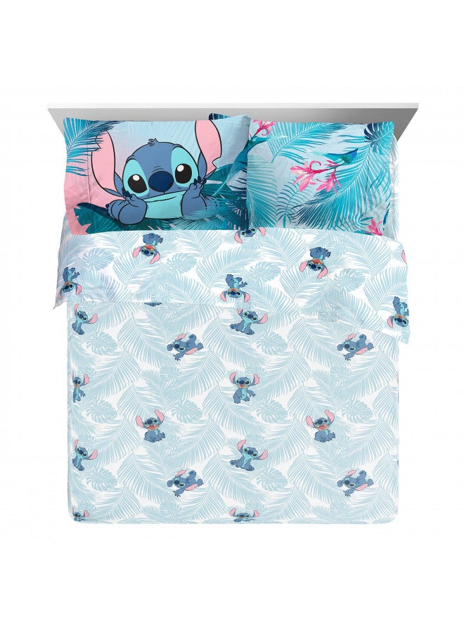 Jay Franco Jay Franco Disney Lilo & Stitch Floral Fun 7 Piece Queen Bed Set - Includes Reversible Comforter & Sheet Set Bedding - Super Soft Fade Resistant Microfiber - (Official Disney Product) - Image 3