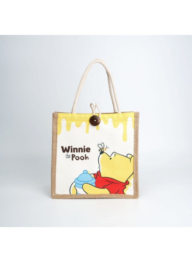 Disney Genuine Strawberry Bear Blossom Handbag Stitch Cotton And Linen Handbag Three-Eye Winnie The Pooh Bear Small Schoolbag-Color:Disney Stitch Sight Tote-Height:24*15*24cm - Image 4