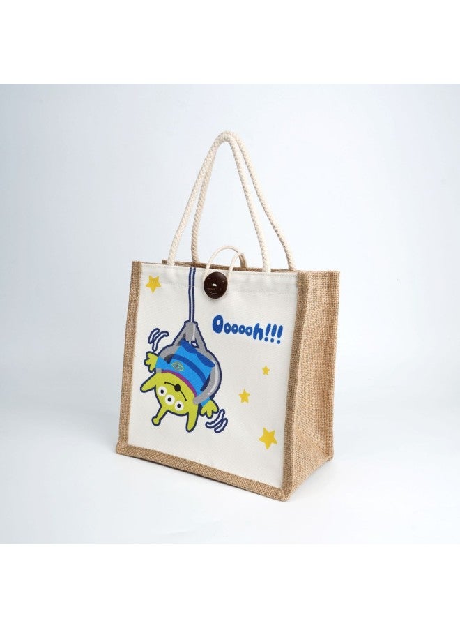Disney Genuine Strawberry Bear Blossom Handbag Stitch Cotton And Linen Handbag Three-Eye Winnie The Pooh Bear Small Schoolbag-Color:Disney Stitch Sight Tote-Height:24*15*24cm - Image 5