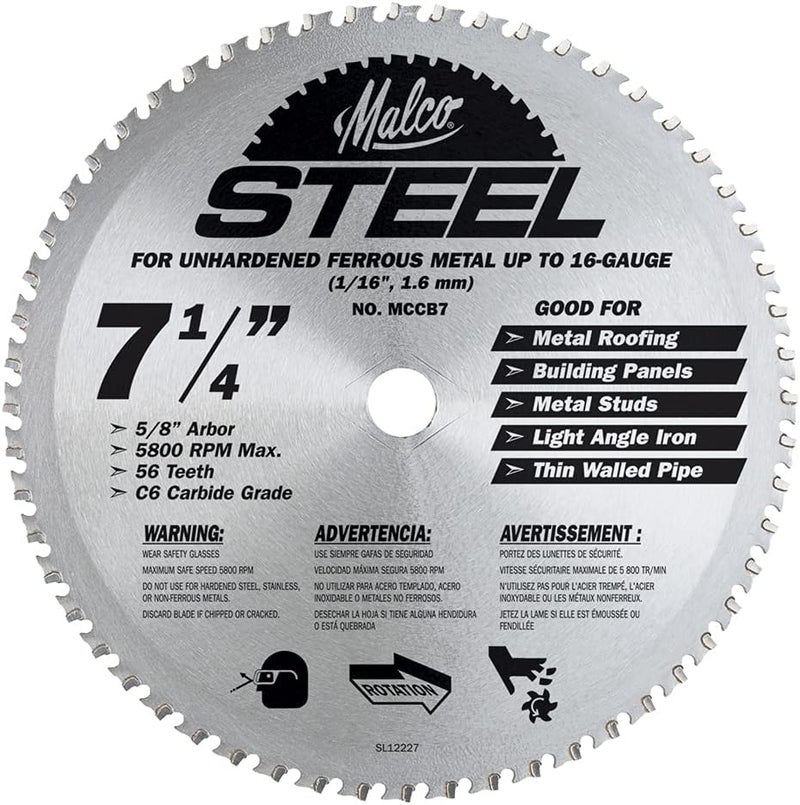 MCCB7 7 1/4 in. 56 T Metal Cutting Saw Blade for Standing Seam Roof Panels