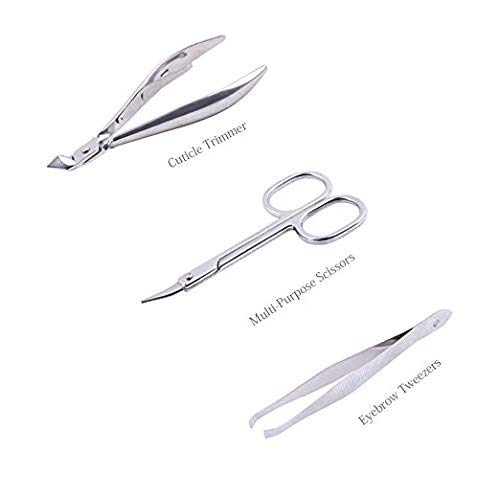 Glowhouse 12 In 1 Professional Manicure Pedicure Kit Luxury Nail Grooming Set With Designer Leather Case (Stainless Steel, Silver) - Image 3