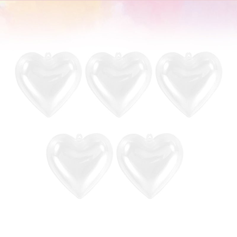 5pcs Transparent Heart-shaped Hanging Ornament Pendant Storage Box for Valentine's Day (100x98x56mm) - Image 1