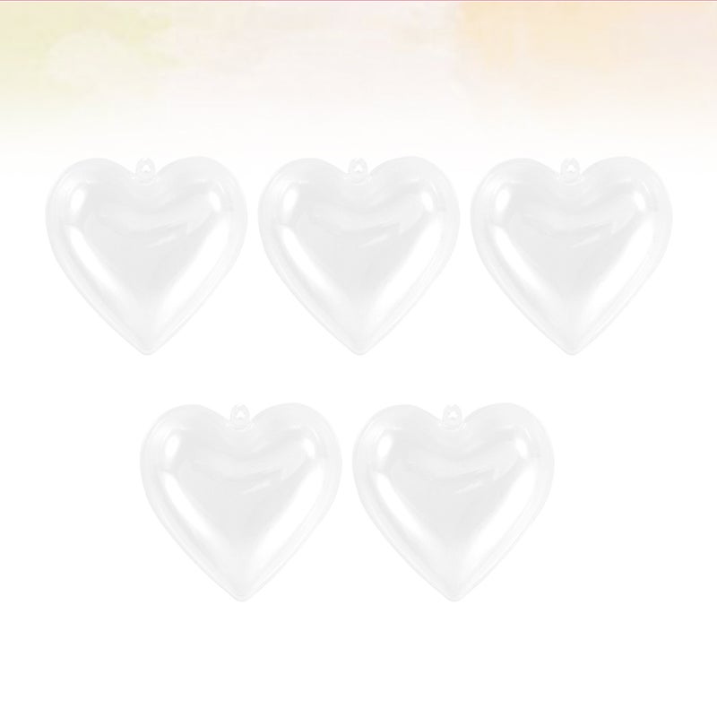 5pcs Transparent Heart-shaped Hanging Ornament Pendant Storage Box for Valentine's Day (100x98x56mm) - Image 3