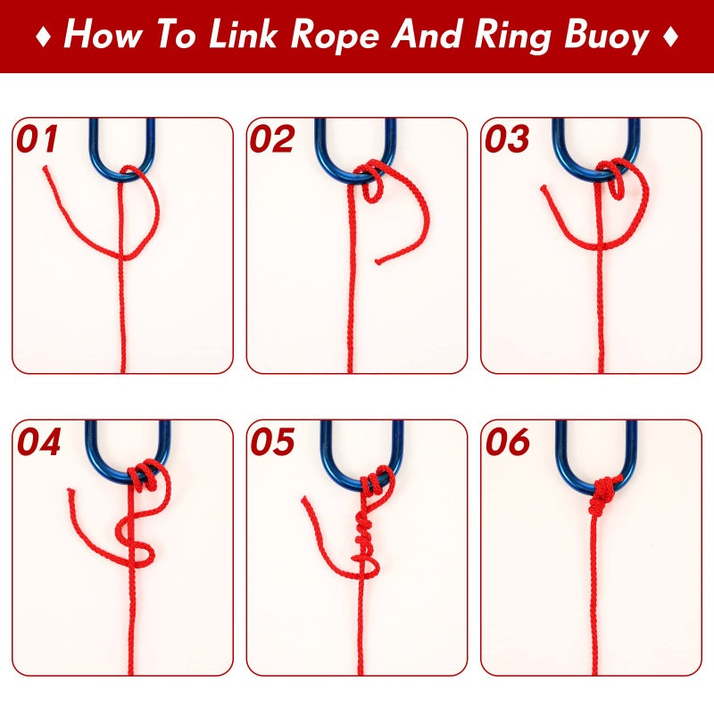 Shappy Hollow Braided Polypropylene Line Rope Heaving Line with Spring Hook for Pool, Life Preserver Ring, Boat Anchor, Multipurpose Clothelines(15 m/ 16.4 Yards,Red) - Image 4