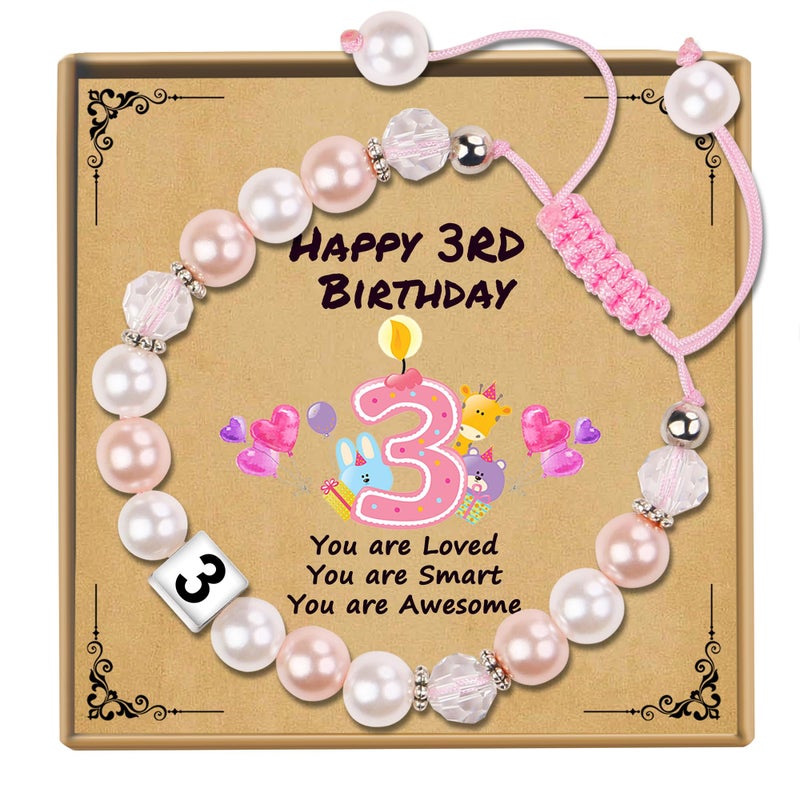 Sereney Birthday Gifts for Girls, Beaded Bracelets as 1/2 1 2 3 4 5 6 7 8 9 10 11 12 13 14 15 16 Year Old Birthday Gift, Adjustable Cross/Pearl Bracelet as Happy Birthday Gifts for Daughter - Image 1
