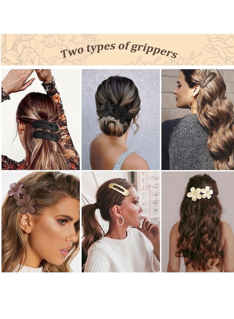 YONOY 6 Pcs Flat Hair Clips, 2 Styles Claw Clips for Thick Thin Hair,Flower Hair Clips Matte French Hair Barrette Stylish Lay Flat Hair Accessories for Women Girls - Image 2