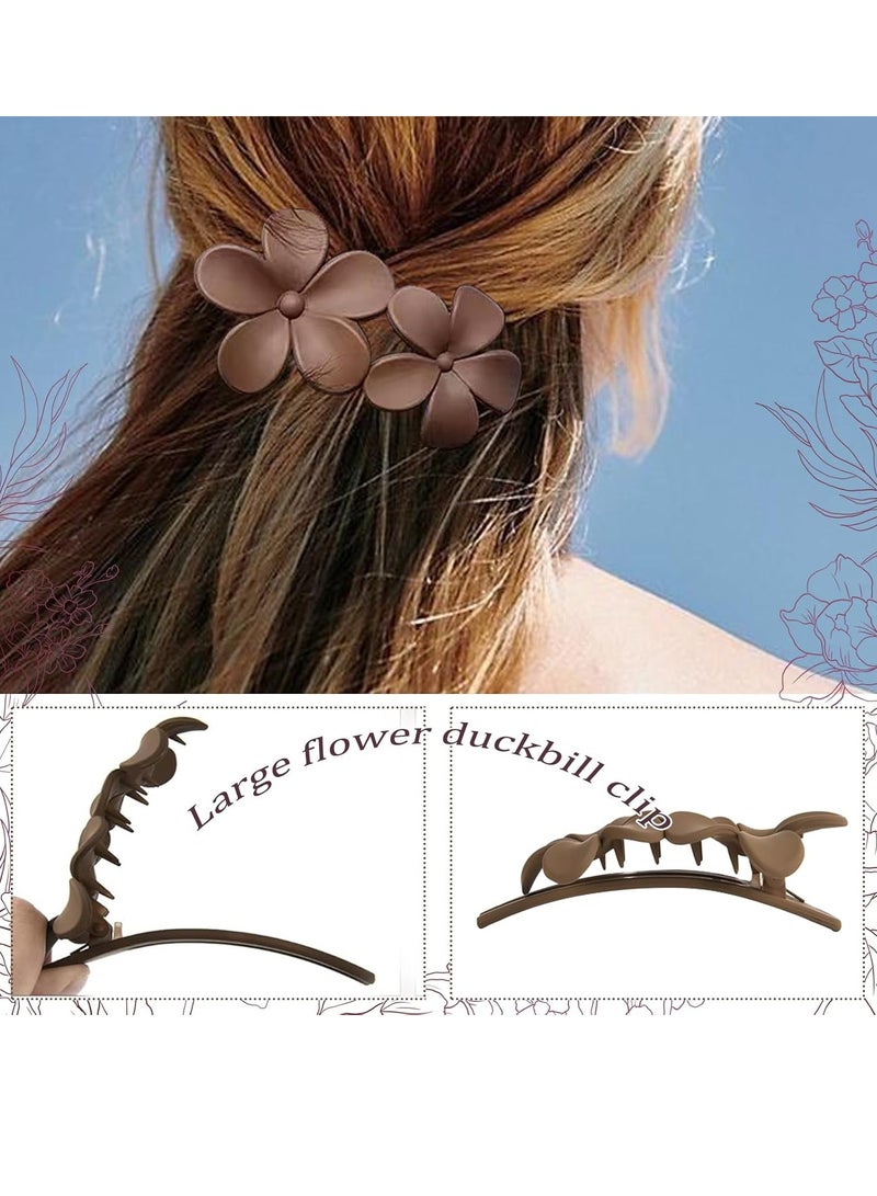 YONOY 6 Pcs Flat Hair Clips, 2 Styles Claw Clips for Thick Thin Hair,Flower Hair Clips Matte French Hair Barrette Stylish Lay Flat Hair Accessories for Women Girls - Image 3