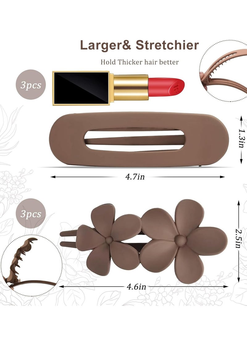 YONOY 6 Pcs Flat Hair Clips, 2 Styles Claw Clips for Thick Thin Hair,Flower Hair Clips Matte French Hair Barrette Stylish Lay Flat Hair Accessories for Women Girls - Image 4