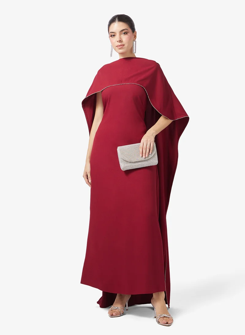Namshi x  Cape Detail Crepe A Line Dress for Women | Best Price UAE