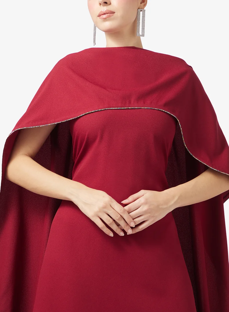 Namshi x  Cape Detail Crepe A Line Dress for Women | Best Price UAE