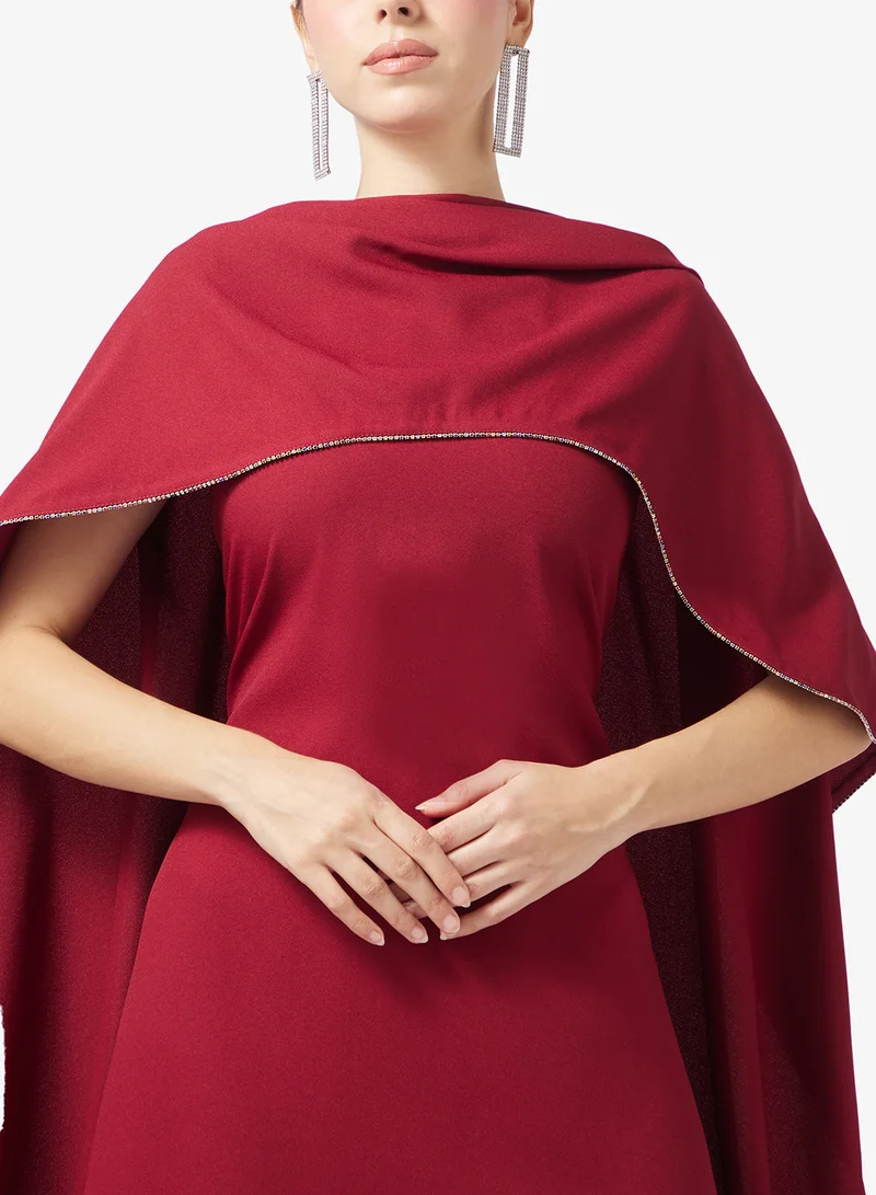 Namshi x  Cape Detail Crepe A Line Dress for Women | Best Price UAE