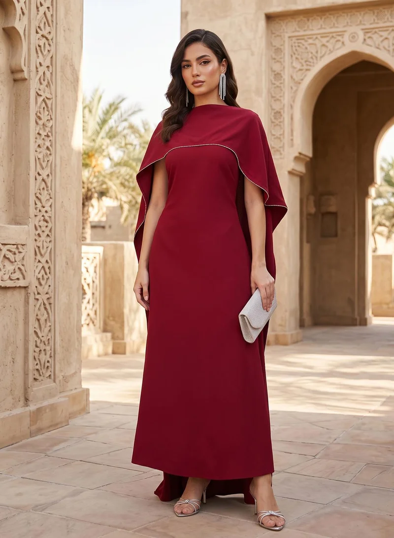Namshi X Cape Detail Crepe A Line Dress