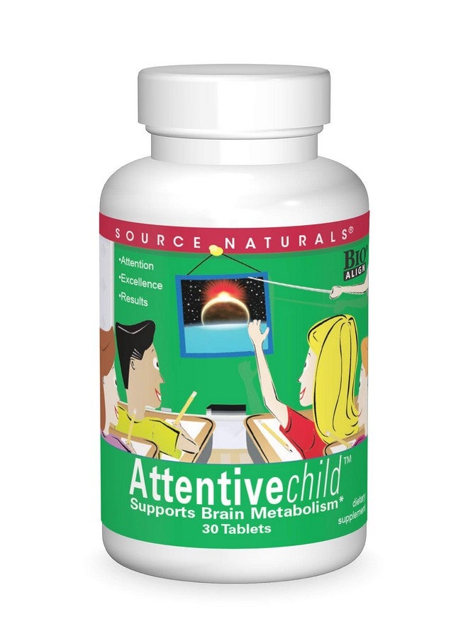Source Naturals Attentive Child - Healthy Cognitive Nutrients for Active Children - Improved Focus & Attention with DMAE, Magnesium, Zinc & Grape Seed Extract - 30 Tablets - Image 1