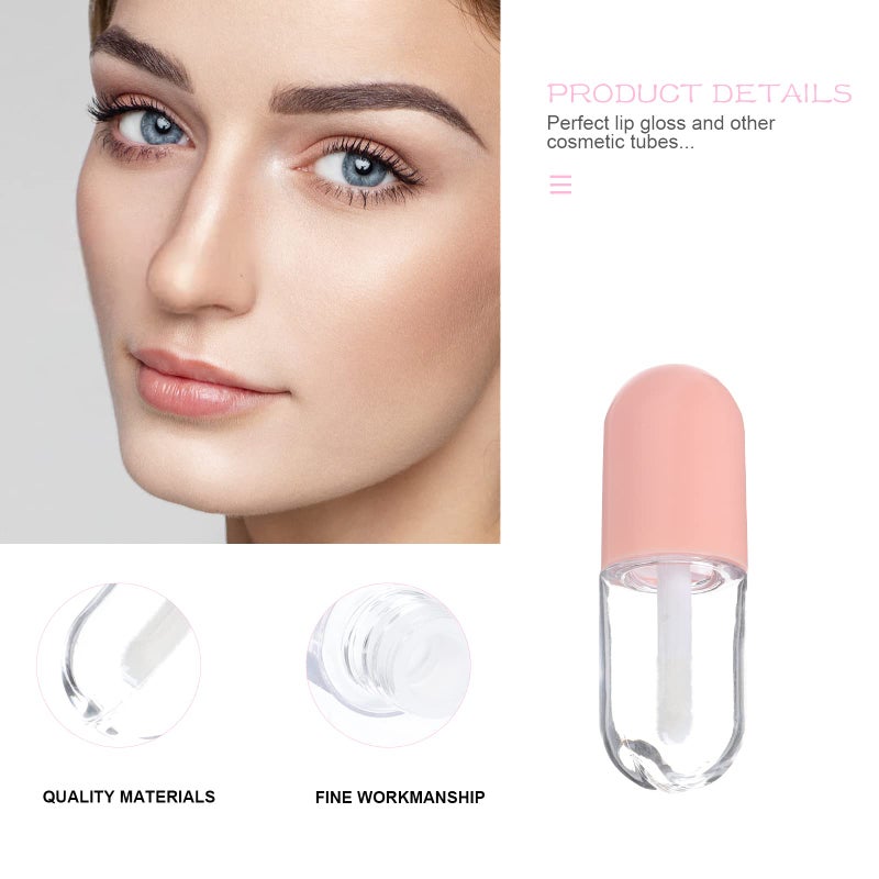 FOMIYES FOMIYES 10Pcs 5ml Cute Shaped Mini Lip Gloss Tubes Refillable Lip Balm Bottles Clear Empty Lip Balm Containers Plastic Lipstick Tube with Wands for DIY Cosmetic Pink  - Image 3