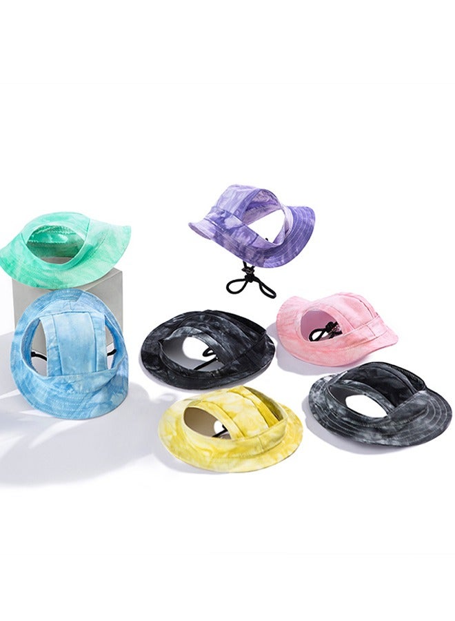 قبعة شمس للكلاب، قبعات للحيوانات الأليفة للكلاب في الهواء الطلق، مخططة قابلة للتعديل، قبعة رياضية صيفية للسفر، قبعات حماية من الشمس مع فتحات للأذن للكلاب الصغيرة والقطط (لون عشوائي) - Image 1