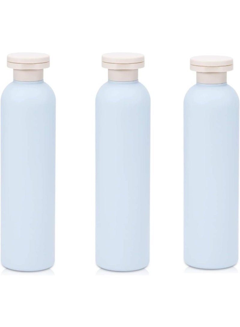 ChicAbode 3 Pcs Refillable Plastic Travel Bottles, 8.8oz Squeeze Bottles with Flip Cap for Creams, Lotion, Shampoo, Conditioner Travel Bottle (Blue) - Image 1