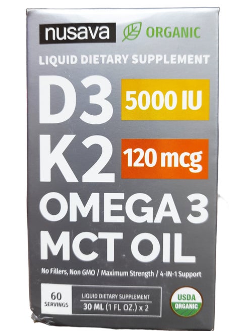 Organic Vitamin D3, K2, Omega-3 and MCT Oil, 2x30 ml
