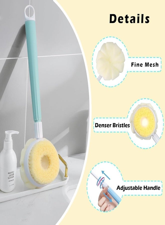 BIRZAR Adjustable Back Body Scrubber Bath Brush with Long Handle - 2-in-1 Soft Bristle & Loofah Shower Brush for Exfoliating and Cleansing, Non-Slip Grip - Image 3